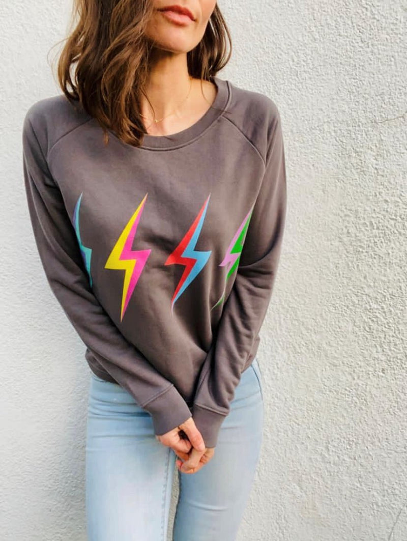 anthracite thunderstruck organic sweatshirt by stray funk design