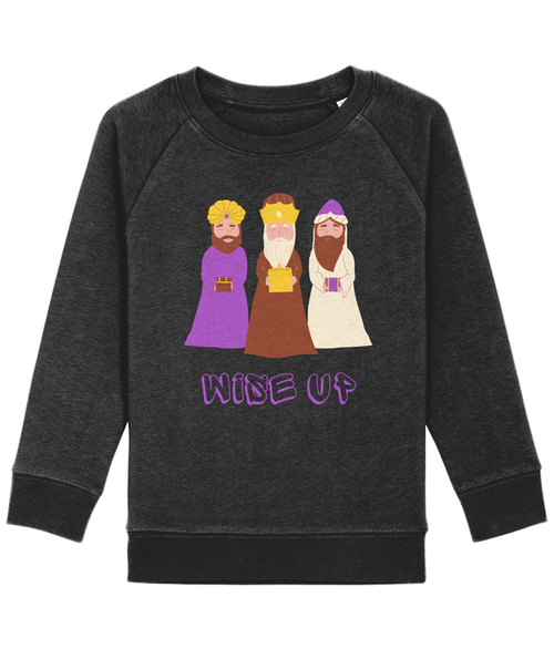 Kids Wise Up Organic Christmas Jumper by stray funk dseign