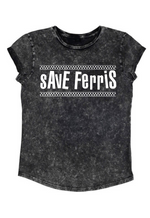 Save Ferris Acid Black Rolled Sleeve Organic retro and funky tee By stray funk design