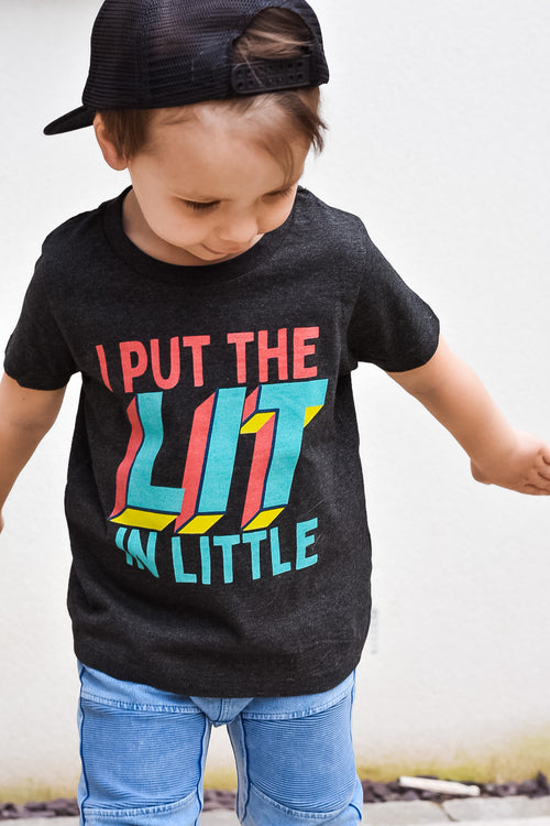 'I Put The Lit In Little' Kids Organic Tee by stray funk design