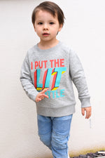 'I Puy The Lit in Little' Organic Kids Sweatshirt by stray funk design