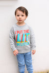 'I Puy The Lit in Little' Organic Kids Sweatshirt by stray funk design