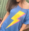 'Lightning' Organic Oversized Tee - Faded Denim by stray funk design