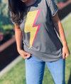 'Lightning' Stone Wash Grey Rolled Sleeve Organic Tee by stray funk design